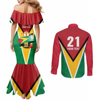 Custom Guyana Champions Reloaded 2025 Couples Matching Mermaid Dress and Long Sleeve Button Shirt Caribbean Cricket Supporter Amazon Warriors - Wonder Print Shop