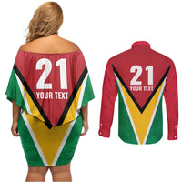 Custom Guyana Champions Reloaded 2025 Couples Matching Off Shoulder Short Dress and Long Sleeve Button Shirt Caribbean Cricket Supporter Amazon Warriors - Wonder Print Shop