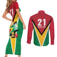 Custom Guyana Champions Reloaded 2025 Couples Matching Short Sleeve Bodycon Dress and Long Sleeve Button Shirt Caribbean Cricket Supporter Amazon Warriors - Wonder Print Shop