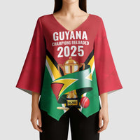 Custom Guyana Champions Reloaded 2025 Kimono Sleeve Blouse Caribbean Cricket Supporter Amazon Warriors - Wonder Print Shop