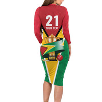 Custom Guyana Champions Reloaded 2025 Long Sleeve Bodycon Dress Caribbean Cricket Supporter Amazon Warriors - Wonder Print Shop