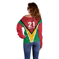 Custom Guyana Champions Reloaded 2025 Off Shoulder Sweater Caribbean Cricket Supporter Amazon Warriors - Wonder Print Shop