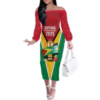 Custom Guyana Champions Reloaded 2025 Off The Shoulder Long Sleeve Dress Caribbean Cricket Supporter Amazon Warriors - Wonder Print Shop