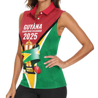 Custom Guyana Champions Reloaded 2025 Women Sleeveless Polo Shirt Caribbean Cricket Supporter Amazon Warriors - Wonder Print Shop