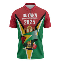 Custom Guyana Champions Reloaded 2025 Zipper Polo Shirt Caribbean Cricket Supporter Amazon Warriors - Wonder Print Shop