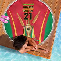 Custom Guyana Victory Run 2025 Beach Blanket Caribbean Cricket Supporter Amazon Warriors - Wonder Print Shop