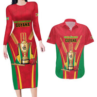 Custom Guyana Victory Run 2025 Couples Matching Long Sleeve Bodycon Dress and Hawaiian Shirt Caribbean Cricket Supporter Amazon Warriors - Wonder Print Shop