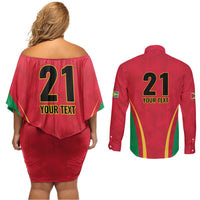 Custom Guyana Victory Run 2025 Couples Matching Off Shoulder Short Dress and Long Sleeve Button Shirt Caribbean Cricket Supporter Amazon Warriors - Wonder Print Shop
