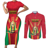Custom Guyana Victory Run 2025 Couples Matching Short Sleeve Bodycon Dress and Long Sleeve Button Shirt Caribbean Cricket Supporter Amazon Warriors - Wonder Print Shop