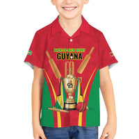 Custom Guyana Victory Run 2025 Family Matching Off Shoulder Short Dress and Hawaiian Shirt Caribbean Cricket Supporter Amazon Warriors - Wonder Print Shop