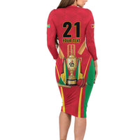 Custom Guyana Victory Run 2025 Long Sleeve Bodycon Dress Caribbean Cricket Supporter Amazon Warriors - Wonder Print Shop