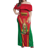 Custom Guyana Victory Run 2025 Off Shoulder Maxi Dress Caribbean Cricket Supporter Amazon Warriors - Wonder Print Shop