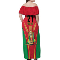 Custom Guyana Victory Run 2025 Off Shoulder Maxi Dress Caribbean Cricket Supporter Amazon Warriors - Wonder Print Shop