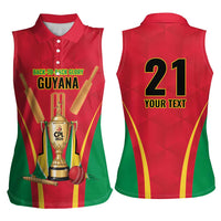 Custom Guyana Victory Run 2025 Women Sleeveless Polo Shirt Caribbean Cricket Supporter Amazon Warriors - Wonder Print Shop