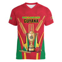 Custom Guyana Victory Run 2025 Women V-Neck T-Shirt Caribbean Cricket Supporter Amazon Warriors - Wonder Print Shop