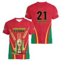 Custom Guyana Victory Run 2025 Women V-Neck T-Shirt Caribbean Cricket Supporter Amazon Warriors - Wonder Print Shop