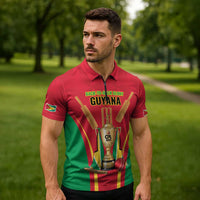 Custom Guyana Victory Run 2025 Zipper Polo Shirt Caribbean Cricket Supporter Amazon Warriors - Wonder Print Shop