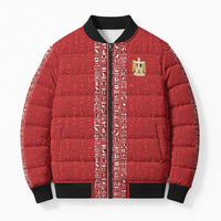 World Football 2026 Egypt Custom Bomber Puffer Jacket Red Ancient Egyptian Hieroglyphs - Wonder Print Shop