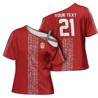 World Football 2026 Egypt Custom Cross Shoulder Shirt Red Ancient Egyptian Hieroglyphs - Wonder Print Shop