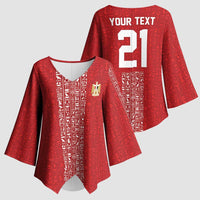 World Football 2026 Egypt Custom Kimono Sleeve Blouse Red Ancient Egyptian Hieroglyphs - Wonder Print Shop
