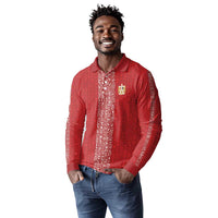 World Football 2026 Egypt Custom Long Sleeve Polo Shirt Red Ancient Egyptian Hieroglyphs - Wonder Print Shop
