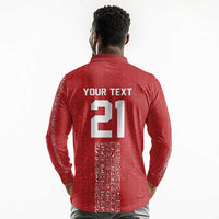 World Football 2026 Egypt Custom Long Sleeve Polo Shirt Red Ancient Egyptian Hieroglyphs - Wonder Print Shop
