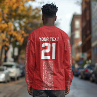 World Football 2026 Egypt Custom Long Sleeve Shirt Red Ancient Egyptian Hieroglyphs - Wonder Print Shop