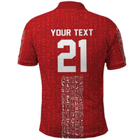 World Football 2026 Egypt Custom Polo Shirt Red Ancient Egyptian Hieroglyphs LT9