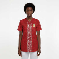 World Football 2026 Egypt Custom Scrub Top Red Ancient Egyptian Hieroglyphs - Wonder Print Shop