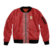 World Football 2026 Egypt Custom Sleeve Zip Bomber Jacket Red Ancient Egyptian Hieroglyphs - Wonder Print Shop