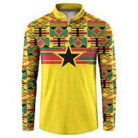 World Football 2026 Ghana Custom Button Sweatshirt Black Stars African Kente Pattern