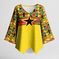 World Football 2026 Ghana Custom Kimono Sleeve Blouse Black Stars African Kente Pattern - Wonder Print Shop