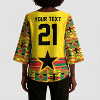 World Football 2026 Ghana Custom Kimono Sleeve Blouse Black Stars African Kente Pattern - Wonder Print Shop