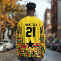 World Football 2026 Ghana Custom Long Sleeve Shirt Black Stars African Kente Pattern - Wonder Print Shop