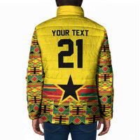 World Football 2026 Ghana Custom Padded Jacket Black Stars African Kente Pattern - Wonder Print Shop