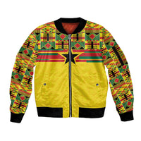 World Football 2026 Ghana Custom Sleeve Zip Bomber Jacket Black Stars African Kente Pattern - Wonder Print Shop