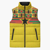 World Football 2026 Ghana Custom Sleeveless Puffer Jacket Black Stars African Kente Pattern - Wonder Print Shop