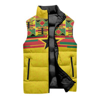 World Football 2026 Ghana Custom Sleeveless Puffer Jacket Black Stars African Kente Pattern - Wonder Print Shop
