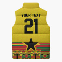 World Football 2026 Ghana Custom Sleeveless Puffer Jacket Black Stars African Kente Pattern - Wonder Print Shop