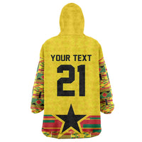 World Football 2026 Ghana Custom Wearable Blanket Hoodie Black Stars African Kente Pattern - Wonder Print Shop