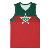 World Football 2026 Morocco Custom Basketball Jersey African Geometric Red Pattern - Wonder Print Shop