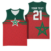 World Football 2026 Morocco Custom Basketball Jersey African Geometric Red Pattern - Wonder Print Shop