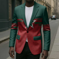 World Football 2026 Morocco Custom Blazer African Geometric Red Pattern - Wonder Print Shop