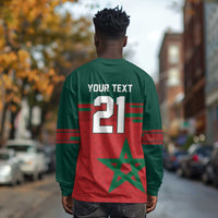 World Football 2026 Morocco Custom Long Sleeve Shirt African Geometric Red Pattern - Wonder Print Shop