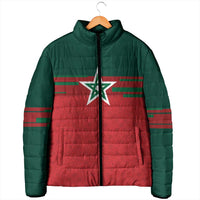World Football 2026 Morocco Custom Padded Jacket African Geometric Red Pattern - Wonder Print Shop