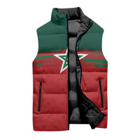 World Football 2026 Morocco Custom Sleeveless Puffer Jacket African Geometric Red Pattern - Wonder Print Shop