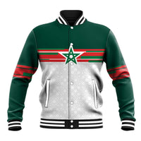 World Football 2026 Morocco Custom Baseball Jacket African Geometric White Pattern - Wonder Print Shop
