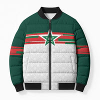 World Football 2026 Morocco Custom Bomber Puffer Jacket African Geometric White Pattern - Wonder Print Shop
