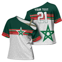 World Football 2026 Morocco Custom Cross Shoulder Shirt African Geometric White Pattern - Wonder Print Shop