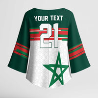 World Football 2026 Morocco Custom Kimono Sleeve Blouse African Geometric White Pattern - Wonder Print Shop